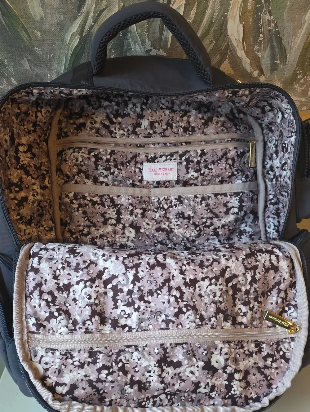 Isaac Mizrahi New York Nylon Travel Backpack | Slate Gray | Excellent Condition